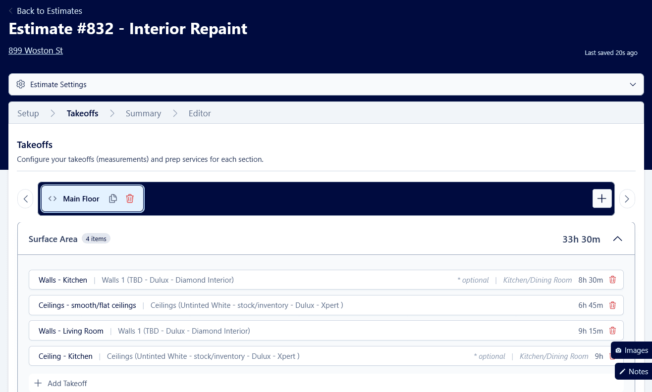 Paint Bid Ninja dashboard